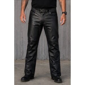 Roadkrome Apparel Black Genuine Leather Motorcycle Pants Biker Chaps Mens Large